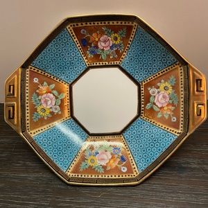 Vintage Hand-painted Nippon China Multi-Colored Floral Panels Blue and Gold